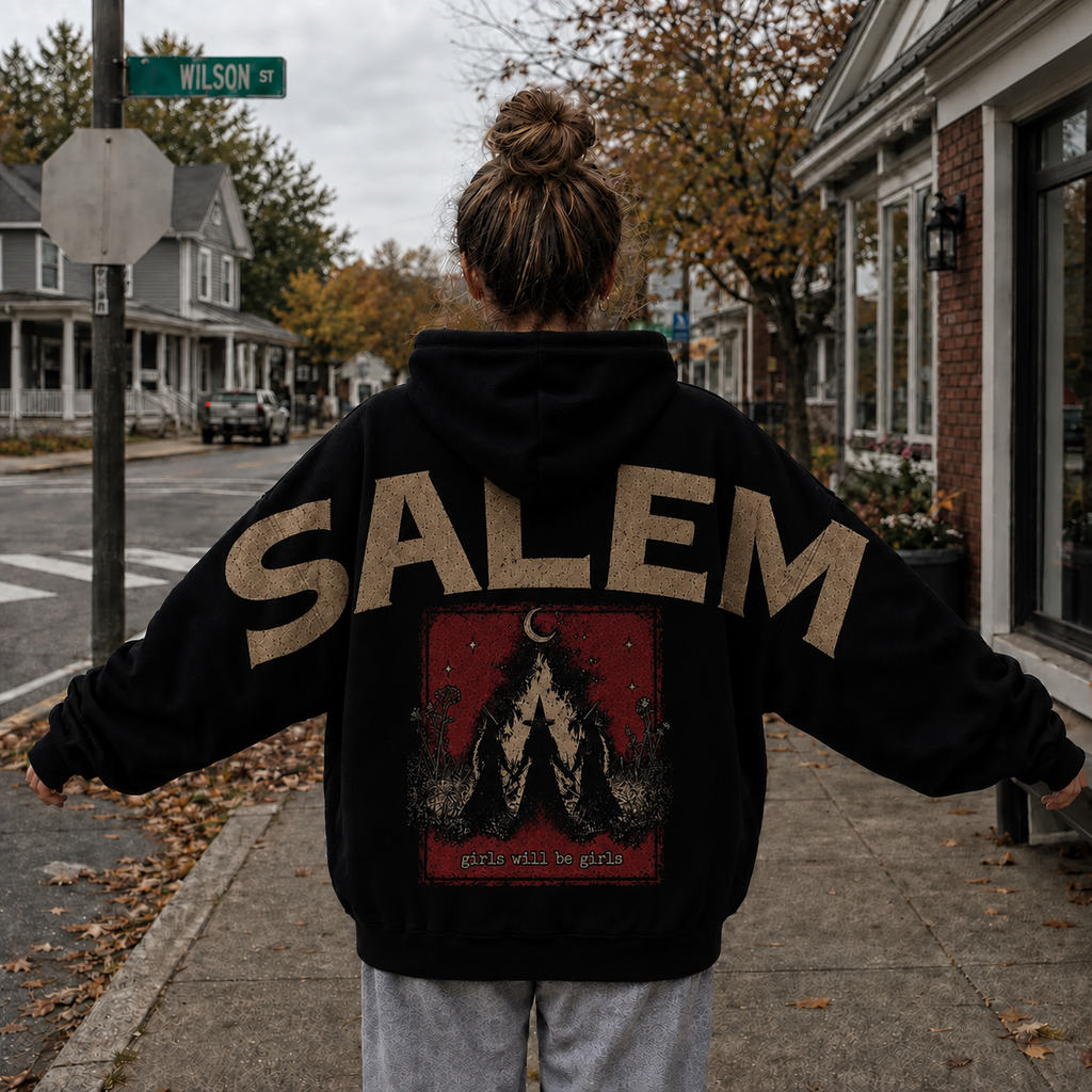 Girls Trip Salem Halloween Shoulder-to-Shoulder Back Lettering Sweatshirt Hoodie