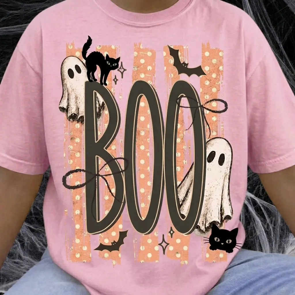 Cute Ghost Black Cat Graphic Tee