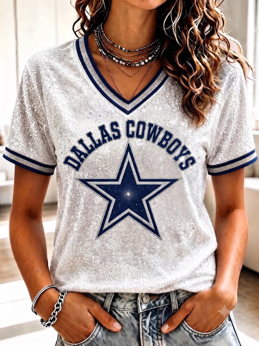 Women's Casual Football   Print T-Shirt