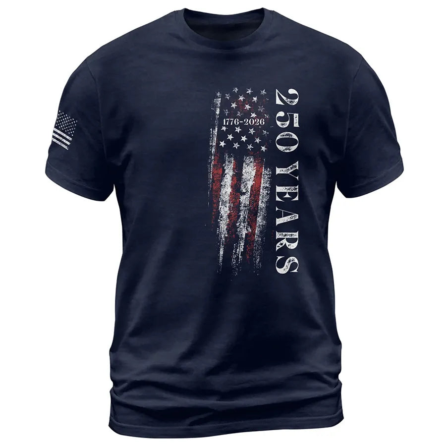 250 Years Vertical Flag T-Shirt – Vintage USA Independence 1776–2026