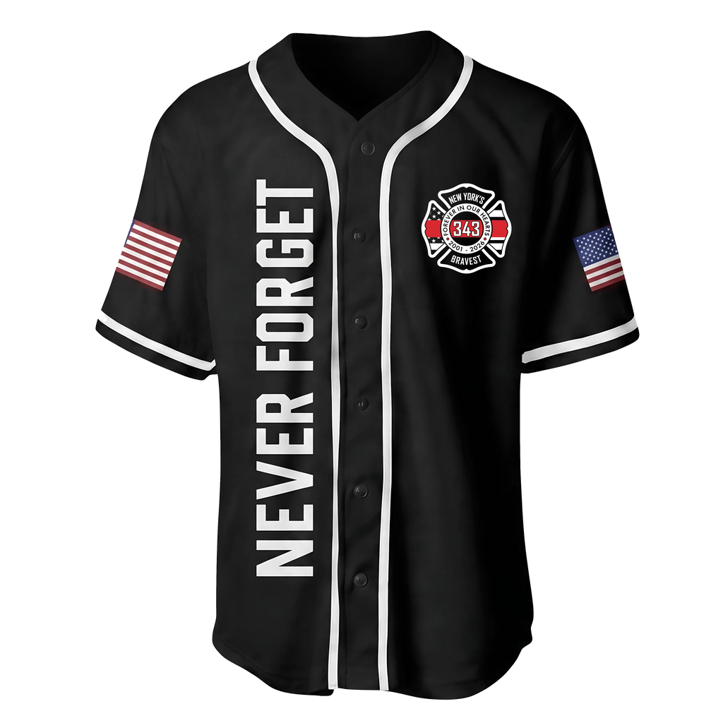 Forever In Our Hearts 343 Hero 9/11 25th Anniversary Baseball Jersey