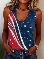 Women's Retro American Flag Print Casual Vest