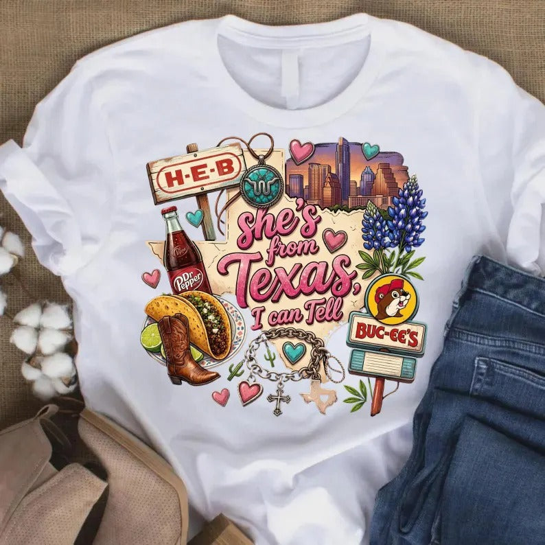 She's From Texas I Can Tell Unisex Cuffed-sleeve T-shirt
