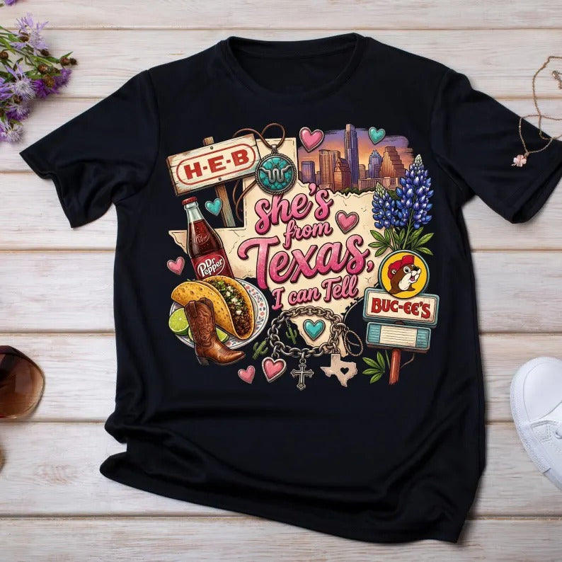 She's From Texas I Can Tell Unisex Cuffed-sleeve T-shirt