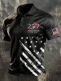 Men's America Flag Print Casual Polo Shirt