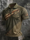 250Th Anniversary Men's America Flag Print Casual Polo Shirt