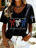 Women's Casual 250th Anniversary Independence Day Printed T-shirt