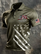 Men's America Flag Print Casual Polo Shirt