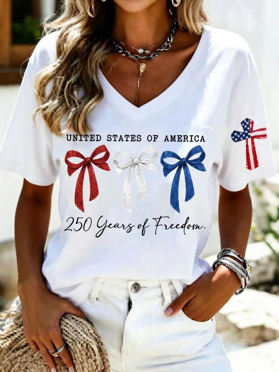 Women's Casual 250th Anniversary Independence Day Printed T-shirt