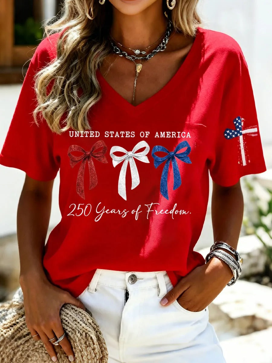Women's Casual 250th Anniversary Independence Day Printed T-shirt
