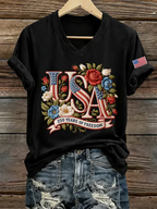 Women's 250th Anniversary Freedom Print V-Neck T-Shirt