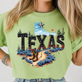 Texas Map State Wild West Cowboy Boots, Star Flag T-shirt