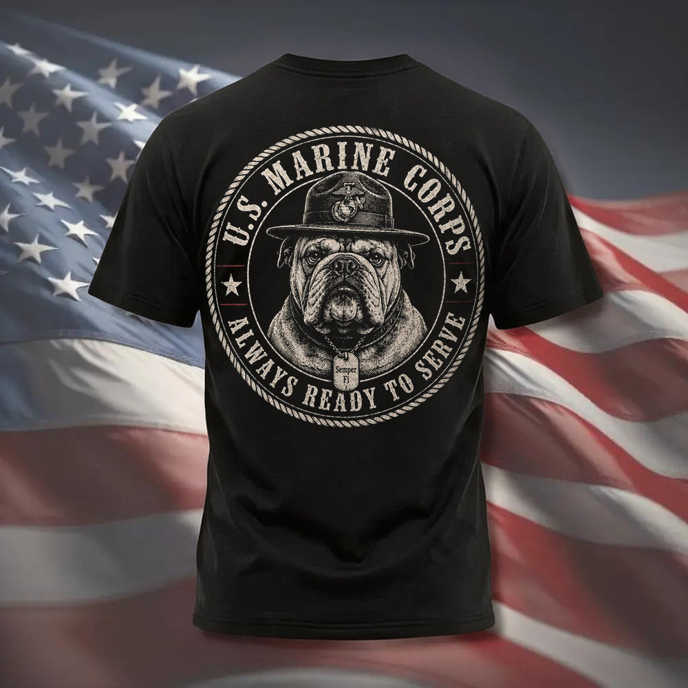 Always Ready To Serve – U.S. Marine Corps Devil Dog T-Shirt