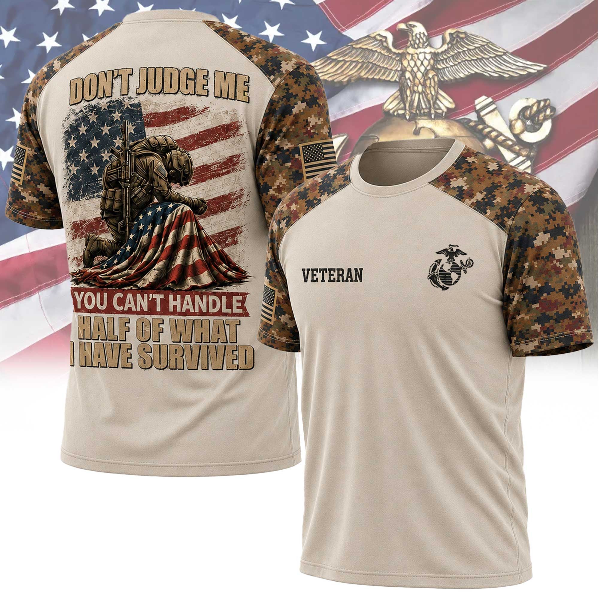 Veteran U.S. Marine Don’t Judge Me Patriotic T-Shirt