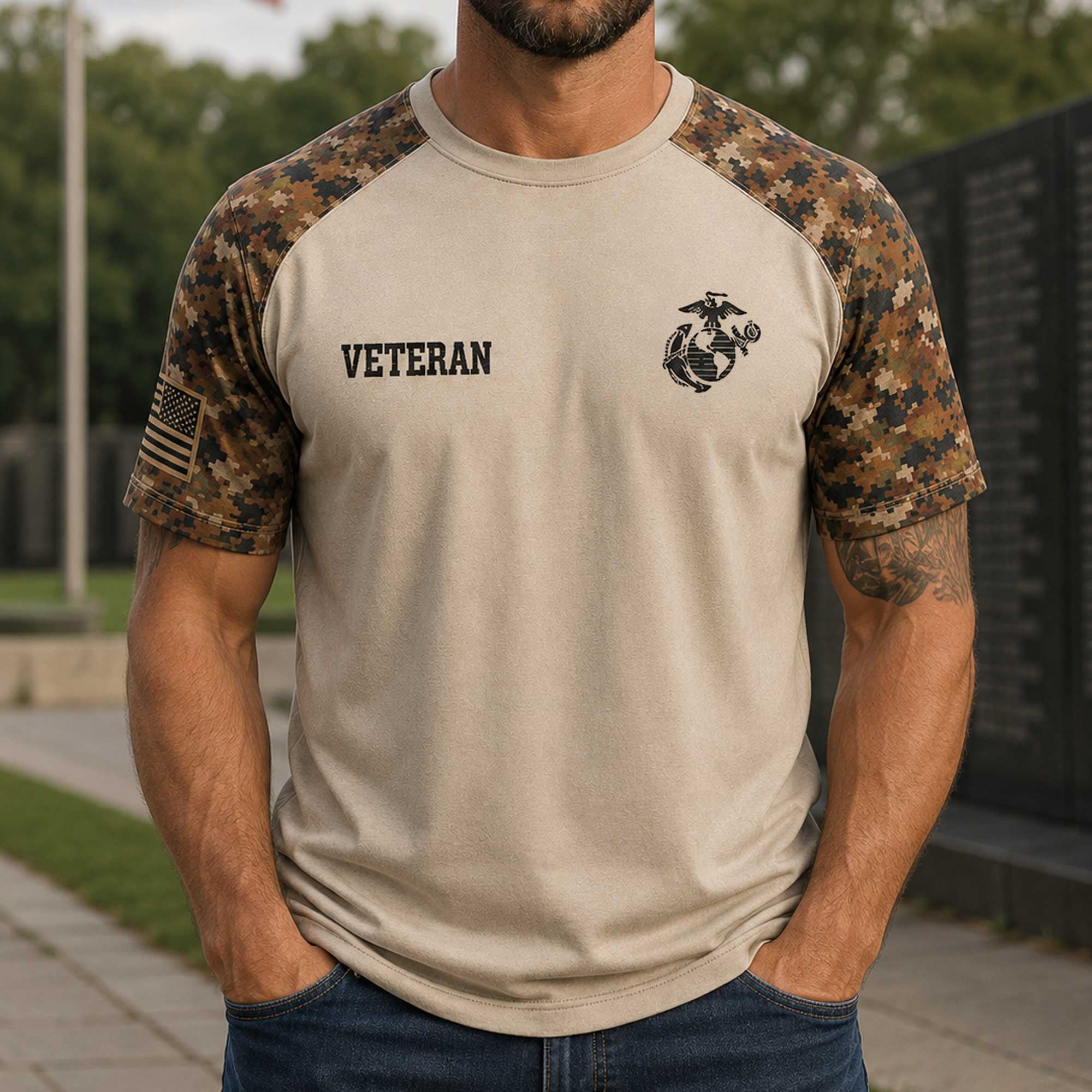 Veteran U.S. Marine Don’t Judge Me Patriotic T-Shirt