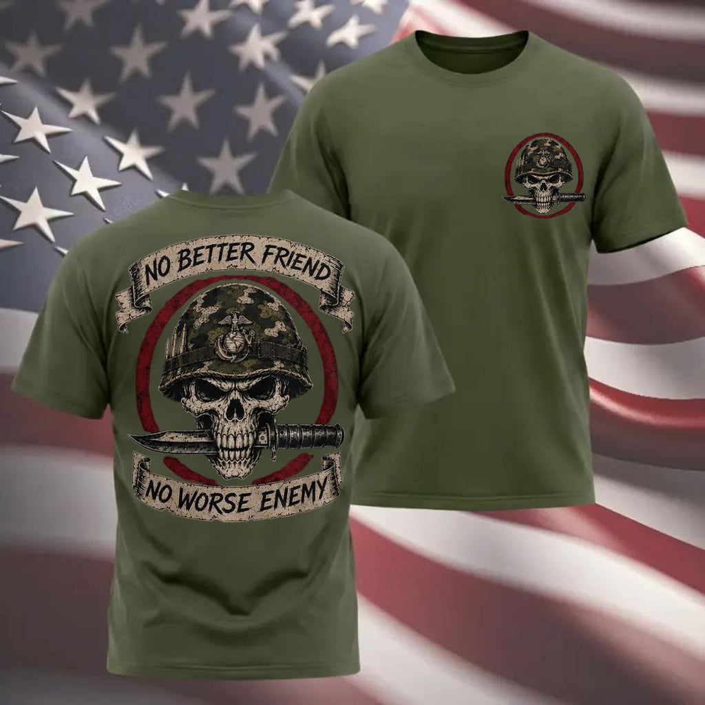 US Marine Veteran T-Shirt - No Better Friend No Worse Enemy