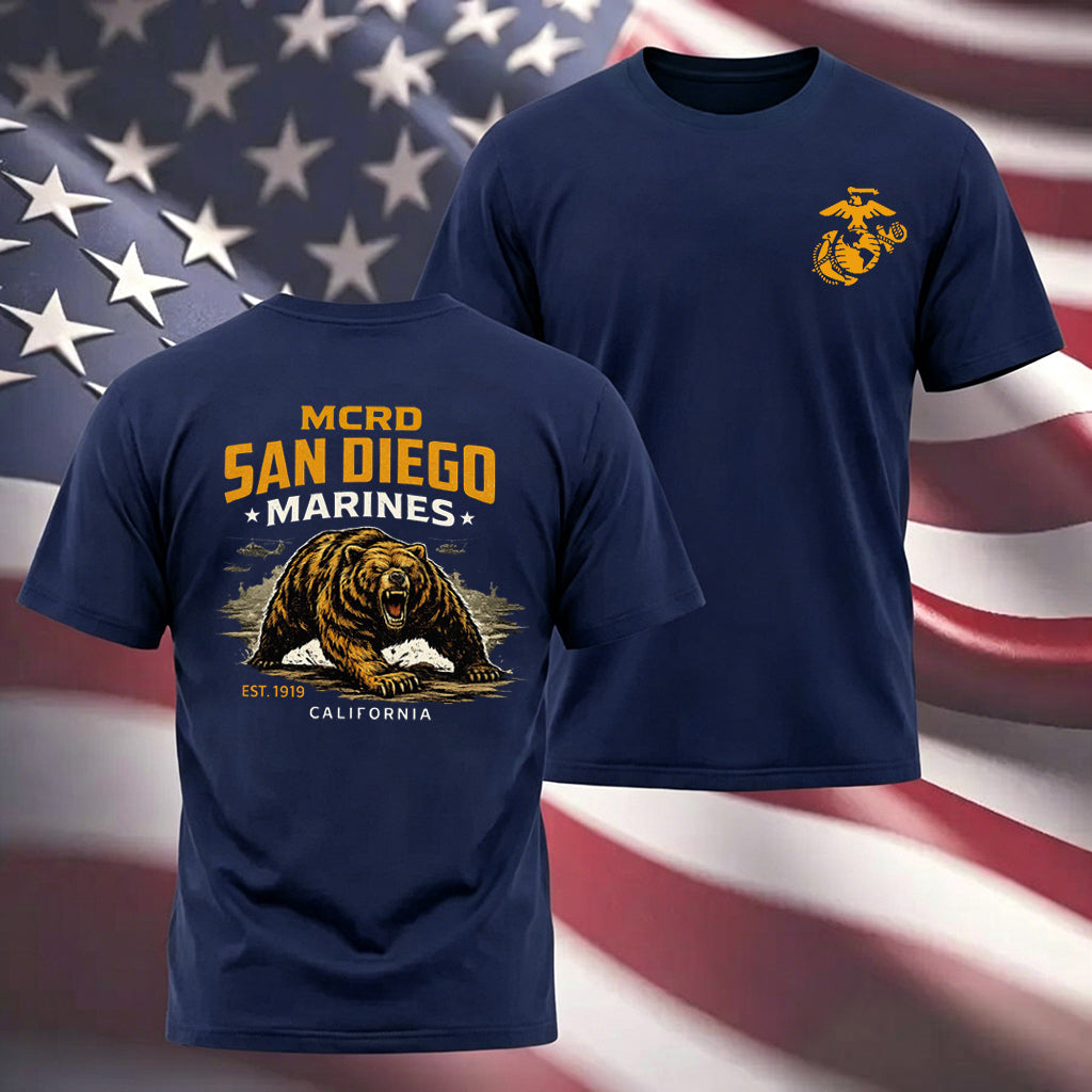 MCRD San Diego Marines Growling Bear T-Shirt