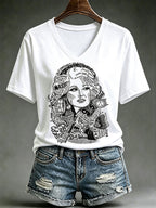 Women's Singer Memorial Print Short-sleeved T-shirt