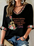 Women's Country Legend Tribute Mid-length Sleeves V-Neck T-Shirt