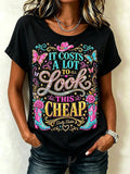 Women's celebrity quote slogan pattern printed casual short-sleeve T-shirt