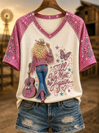 Women's R.I.P Country Music Legend Tribute V-Neck Tee