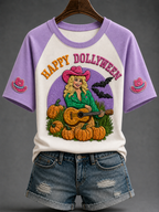 Women's Famous Singer Memorial V-neck Off-shoulder Short-sleeved T-shirt