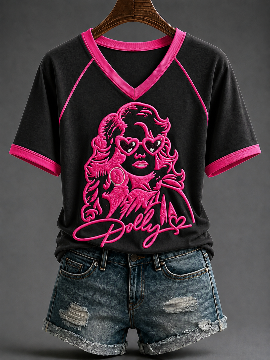 Women's Famous Singer Memorial V-neck Off-shoulder Short-sleeved T-shirt
