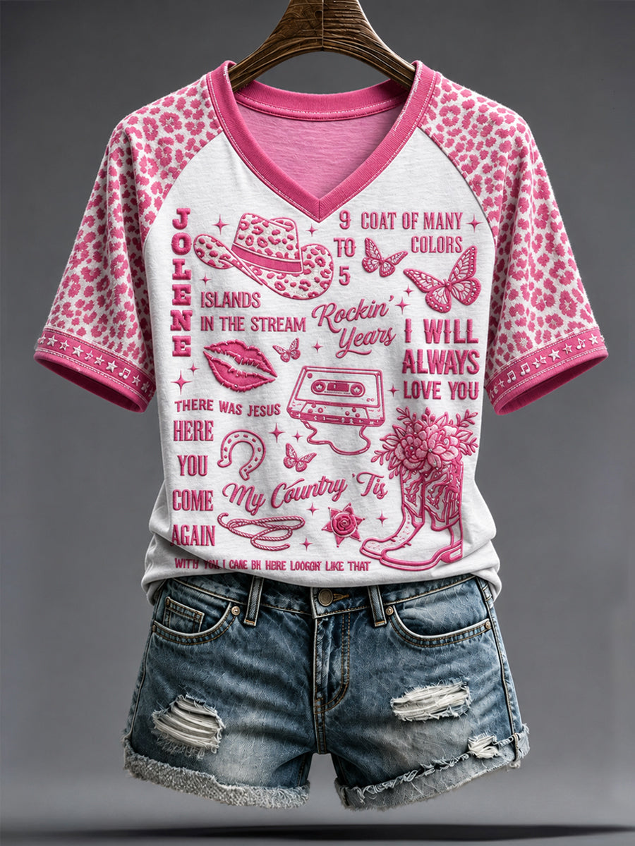 Women's Rip Country Music Lover Queen of Country Printed T-shirt