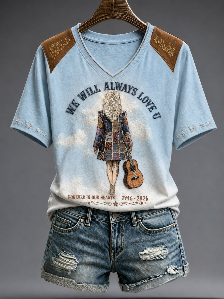 Women's Rip Country Music Lover Queen of Country Printed T-shirt