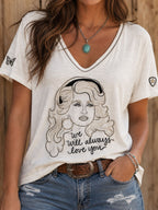 Women's Rip Country Music Lover Queen of Country Printed T-shirt