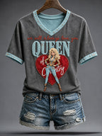 Women's Rip Country Music Lover Queen of Country Printed T-shirt