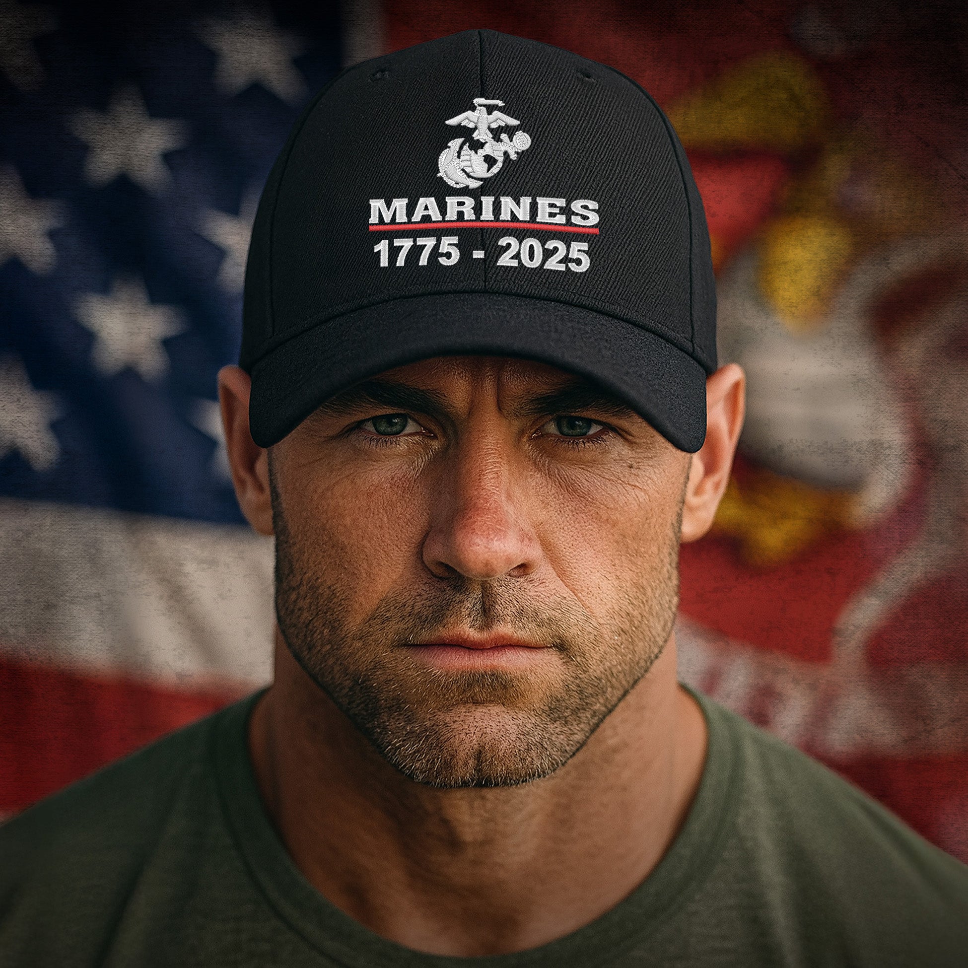 Marines 250th Birthday Embroidered Hat Flexible Fit USMC Cover